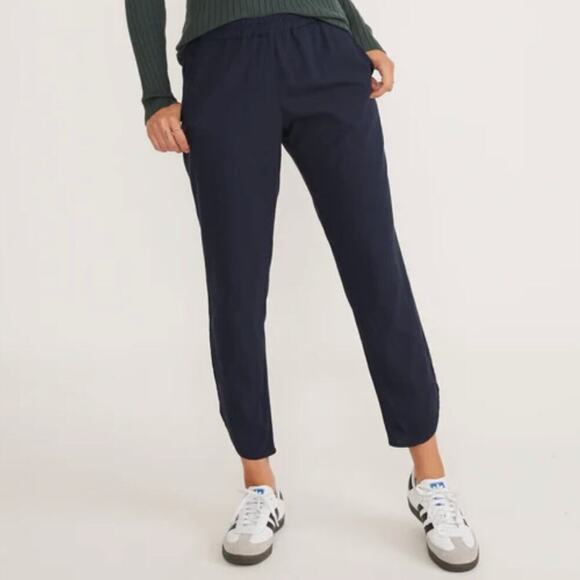 Marine Layer Pants - Marine Layer Allison Pant Navy Blue Pull On Elastic Waist Ankle Length SMALL
